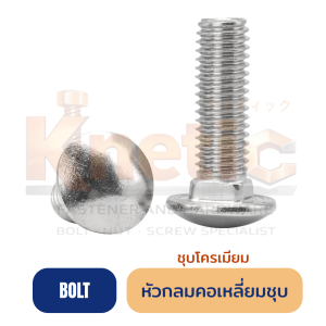 สกรูหัวกลมคอเหลี่ยม ชุบโครเมียม | สำหรับงานไม้ และงานประกอบ