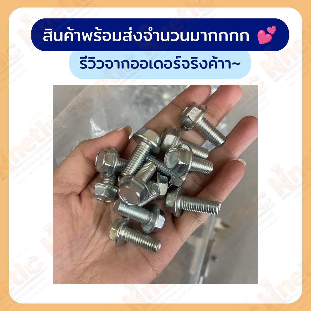 สกรูหัวหกเหลี่ยมติดแหวน ชุบขาว มีครบ | สำหรับงานนอตมอเตอร์ไซต์ - Image 2