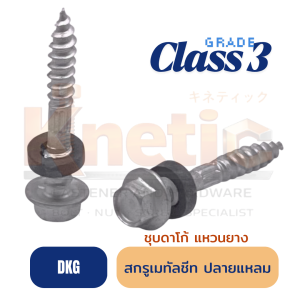 สกรูเมทัลชีท ปลายแหลมผ่า แหวนยาง แปไม้ (DKG)