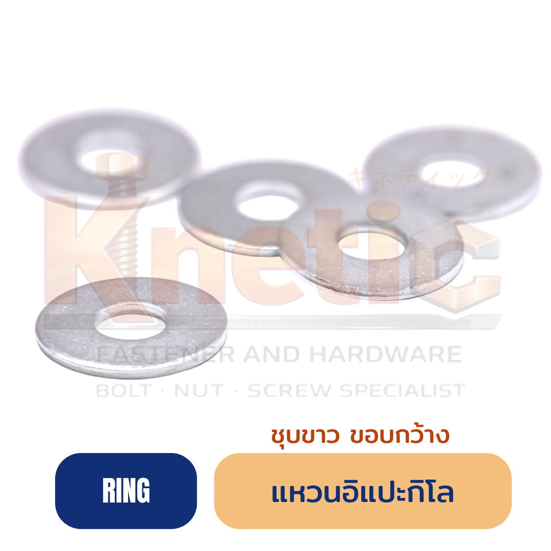 แหวนอิแปะชุบขาว แหวนรองเหล็กชุบซิงค์ สำหรับงานนอตและสกรู