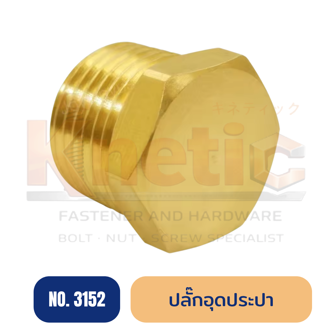ปลั๊กอุดประปาหัวเหลี่ยม ทองเหลือง No.3152 | ปลั๊กอุดเกลียวหัวเหลี่ยม
