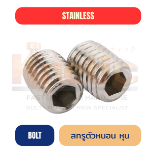 สกรูตัวหนอนสแตนเลส เกลียวหุน SUS304