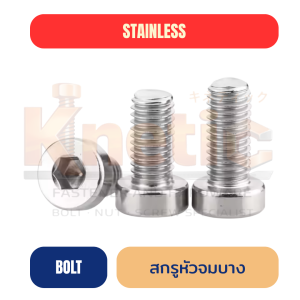 สกรูหัวจมบาง สแตนเลส SUS304 | หัวบาง